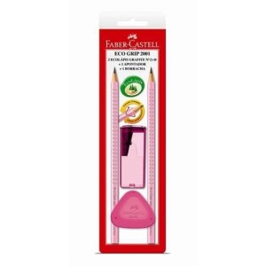 KIT ESCOLAR GRIP 2 LÁPIS PRETO+APONTADOR+BORRACHA FABER CASTELL