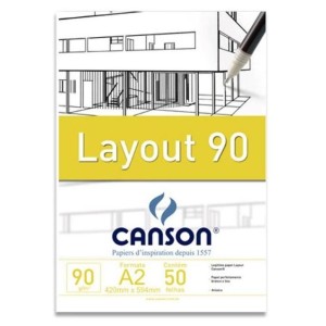 BLOCO LAYOUT SEM MARGEM A2 90G/M² COM 50 FOLHAS CANSON