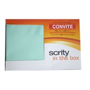 ENVELOPE CONVITE 160x235 80G TAHITI VERDE ÁGUA CAIXA C/100 UNIDADES SCRITY