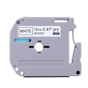 FITA PARA ROTULADOR COMPATIVEL M-K231 BROTHER WHITE 12MMx8MTS