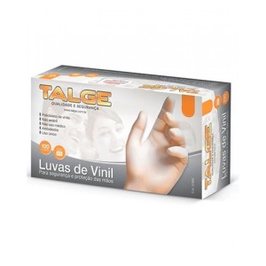LUVA DE VINIL DESCARTÁVEL P SEM PÓ 100 UNIDADES TALGE