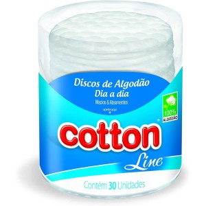 DISCOS DE ALGODÃO POTE COM 30 UNIDADES COTTON LINE