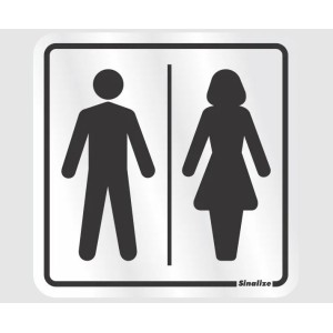PLACA ALUMÍNIO 12x12CM SANITÁRIO UNISSEX 900AC SINALIZE