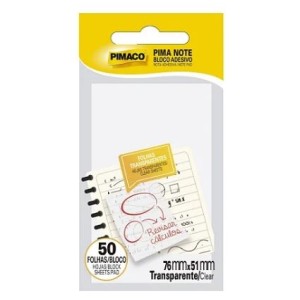 BLOCO ADESIVO 76X51 TRANSPARENTE 50 FOLHAS PIMACO
