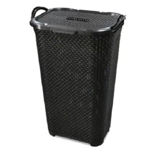 CESTO DE ROUPAS RATTAN TAMPA BASCULANTE PRETO ARQPLAST