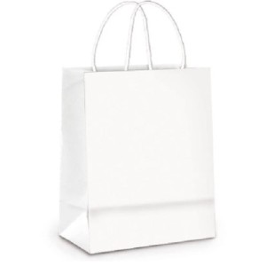 SACOLA DE PAPEL BRANCA 12 X 8,5 X 36 CM REF.160 ZAGAROLLO