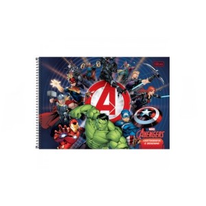 CADERNO DE CARTOGRAFIA E DESENHO AVENGERS DE 80 FOLHAS TILIBRA