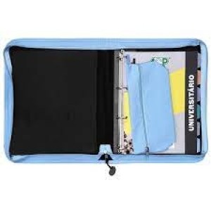 FICHÁRIO UNIVERSITÁRIO DE ZIPER COM ESTOJO SWEET AZUL ACP