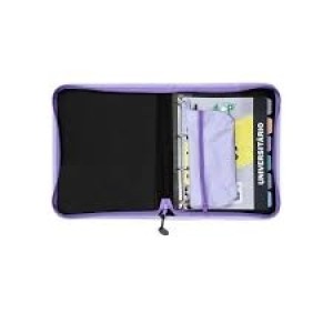 FICHÁRIO UNIVERSITÁRIO DE ZIPER COM ESTOJO SWEET LILÁS ACP