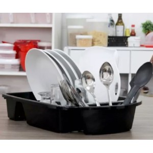 ESCORREDOR DE LOUÇA PLÁSTICO PRETO REF.0618 UNINJET