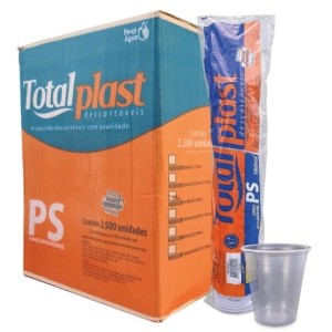 COPO 180ML TRANSPARENTE DESCARTÁVEL CAIXA C/2500 TOTALPLAST