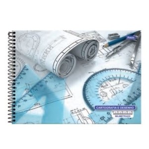 CADERNO 60FLS CARTOGRAFIA E DESENHO CAPA DURA ESPIRAL MILIMETRADO FORONI
