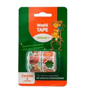 FITA ADESIVA WASHI TAPE DESENHOS 2 ROLOS LEO&LEO