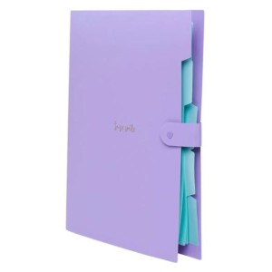 PASTA SANFONADA A4 5 DIVISÓRIAS LILÁS PASTEL POLIBRAS