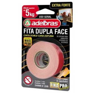 FITA DUPLA FACE 24MM x 1,5M ESPUMA EXTRA FORTE ADELBRAS