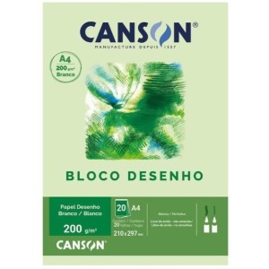 BLOCO DE DESENHO A4 200G BRANCO 20FLS CANSON