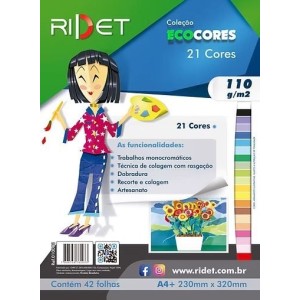 BLOCO ECOCORES A4+ 110G 42FLS 21 CORES  NOVAPRINT