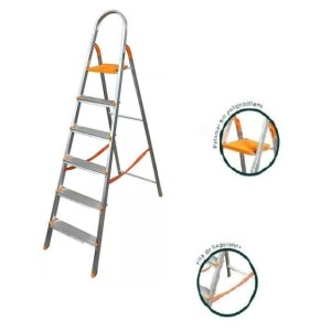 ESCADA DE ALUMÍNIO DOMÉSTICA 6 DEGRAUS PATAMAR 137CM EDS006 ÁGATA