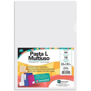 PASTA EM L A4 CRISTAL 130 MICRAS C/10 UNIDADES REF.1440-0 CHIES