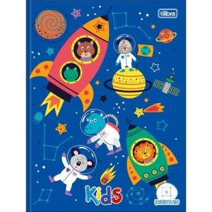 CADERNO 40FLS 1,0x1,0 QUADRICULADO COLEGIAL CAPA DURA BROCHURA SAPECA KIDS TILIBRA