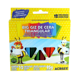 GIZÃO DE CERA TRIANGULAR 12 CORES REF. 9312 ACRILEX